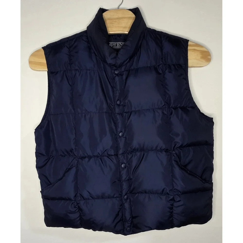 Lands‎ End Mens Size L 42-44 Blue Goosedown Full ZipPuffer Vest